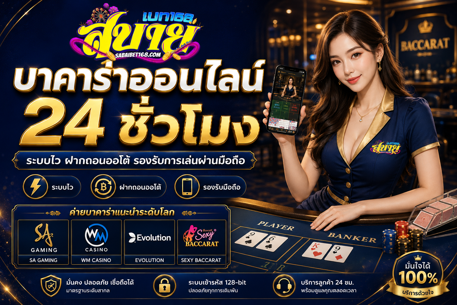 บาคาร่าออนไลน์ 24 ชั่วโมง เล่นได้ทุกเวลา รองรับมือถือ